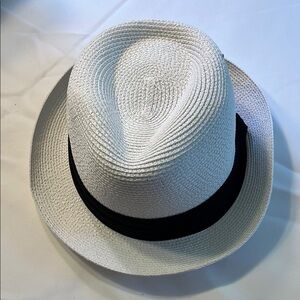 Stylish White Fedora with Black Band